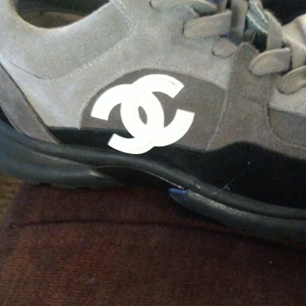 Chanel Gray and Black Sneakers with Chunky Silhouette